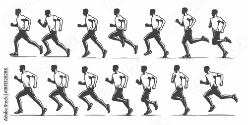 expressive sketches of man in running poses