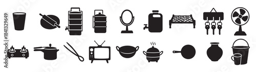 home appliances icons set illustration
