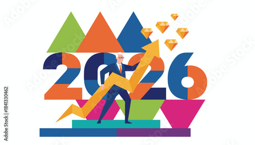 Business goals and financial growth concept for 2026 Success and progress illustration