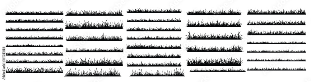 Φωτογραφία Collection of Black Silhouette Grass Borders and Elements