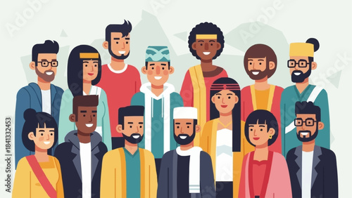 Diverse Group of People from Various Cultures and Backgrounds Standing Together.