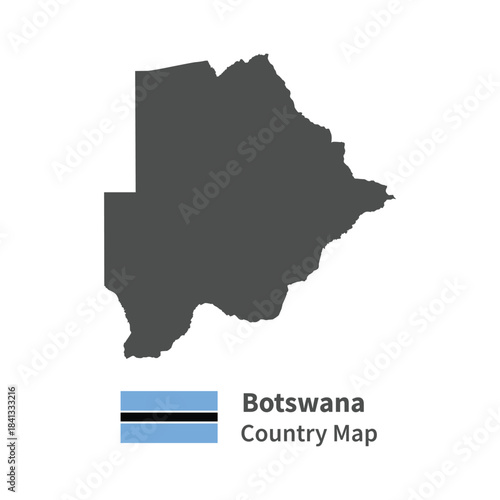 Botswana Country map Flag illustration on whtie background