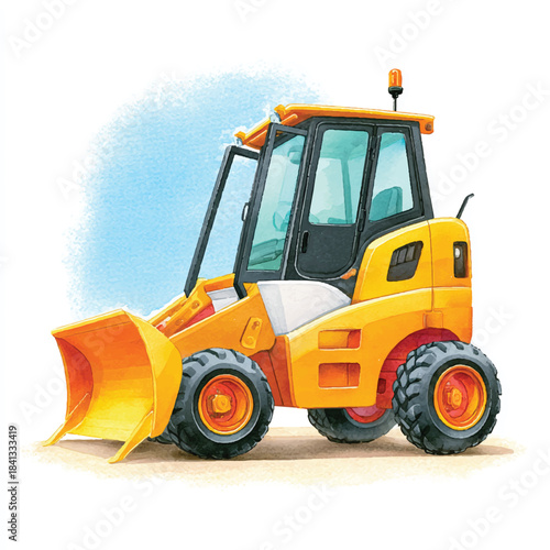 Yellow Loader Watercolor Illustration for Construction Projects