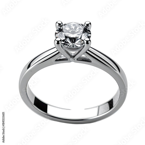 Classic Solitaire Diamond Engagement Ring Against Black Background
