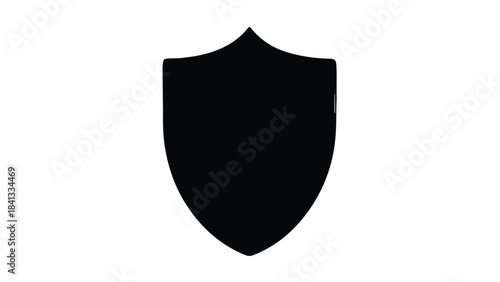 Black shield icon symbol protection security concept on white background