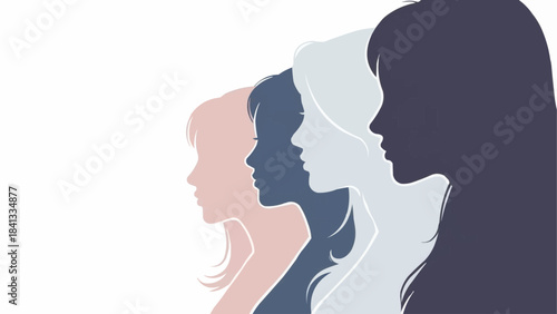 Silhouettes of diverse women in profile representing female empowerment.