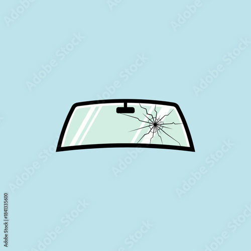 Windshield car glass Broken icon flat vector design.