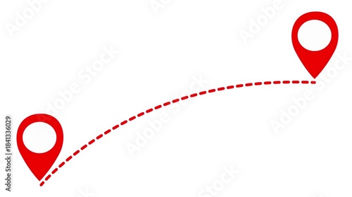 GPS location pointer animated and locator icon. Animated destination, path, and route icon showing map, location pin, and dotted travel line for navigation, journey, and direction.