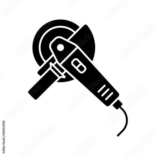 Solid Black Angle Grinder Power Tool Silhouette Icon
