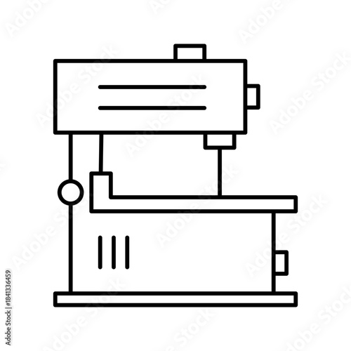 Outline Industrial Band Saw Machine Line Art Icon
