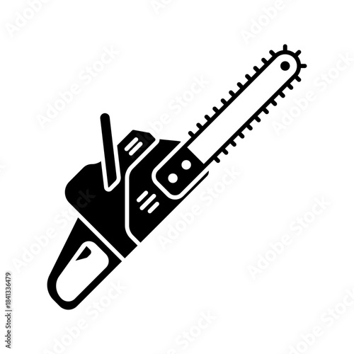 Solid Black Chainsaw Power Tool Silhouette Icon
