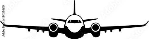 Commercial Airplane Front View Silhouette