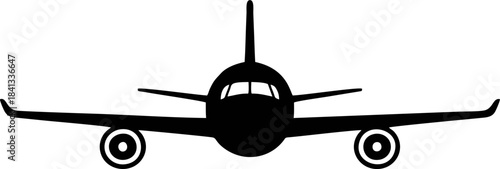 Commercial Airplane Front View Silhouette Icon