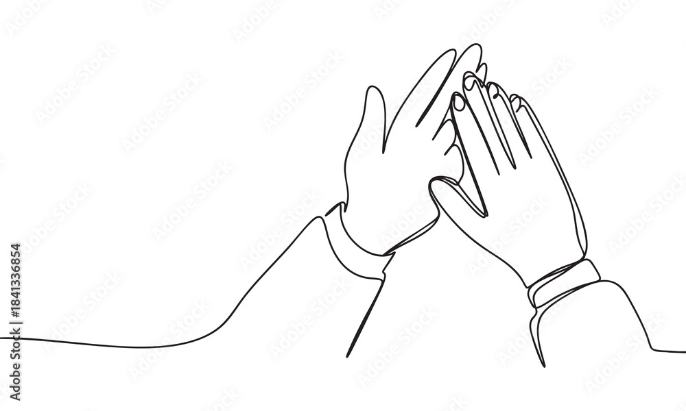 Obraz premium Continuous Line Drawing of Hands Clapping or Praying