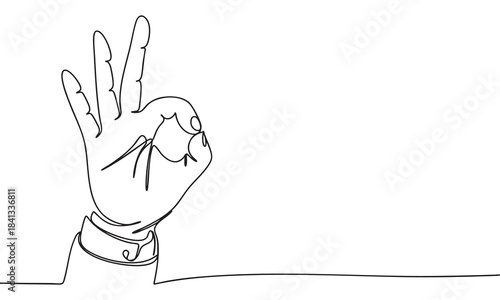 Continuous Line Drawing of OK Hand Gesture