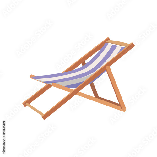 Folding Beach Chair with Stripes on White Background