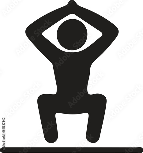 Deep Squat Exercise Icon Silhouette
