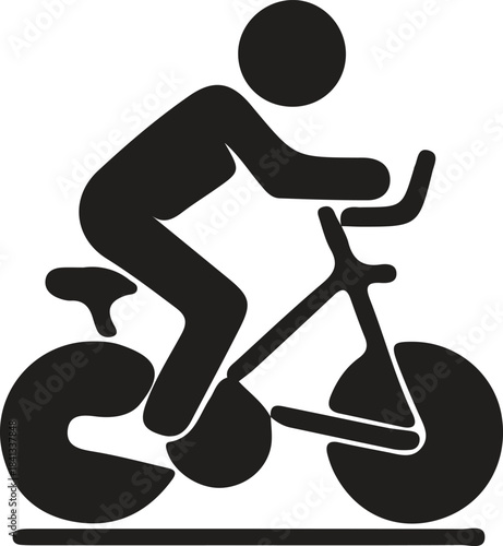 Cyclist Riding Road Bike Icon Silhouette