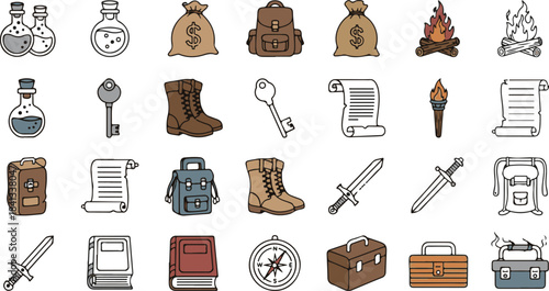 Fantasy Adventure Game Icons Collection potion flask