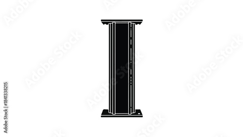 Black cylindrical object speaker column product design on white background studio lighting