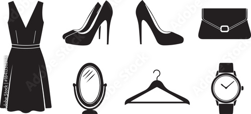Women's fashion and personal items icons dress high heels