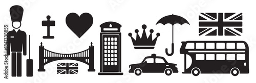 black silhouette icons collection of london landmarks 