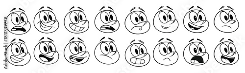 cartoon smiley faces set of different expressions