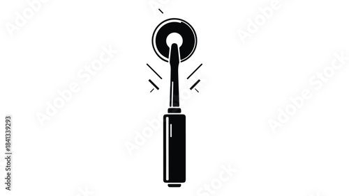 Black mascara tube with brush applicator, beauty product, cosmetic, makeup, isolated on white background, simple illustration