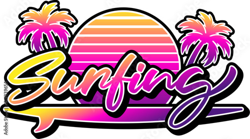 surfing beach tropical paradise style typography editable text effect font type template background