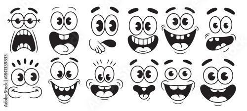 cartoon faces expressions emotions happy surprised