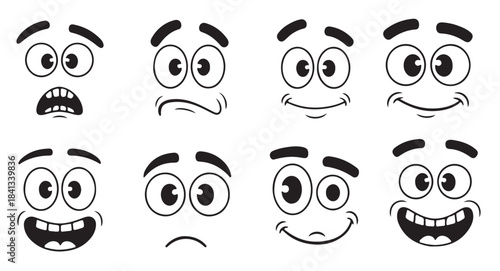 cartoon faces expressions happy surprised sad