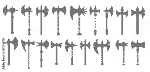 collection of grey axe silhouettes various designs medieval