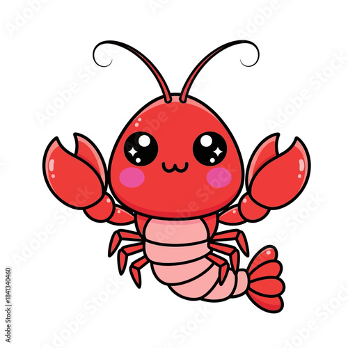 set 2 shelled animal popular kawaii illustration crayfish