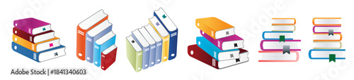 colorful stack of books vectors 