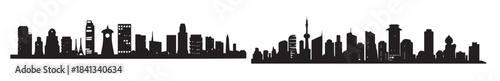  city buildings silhouette illustration design isolated
