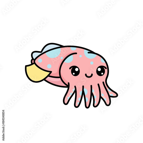 set 2 shelled animal popular kawaii illustration cuttlefish