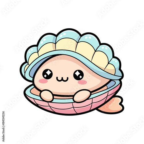 set 2 shelled animal popular kawaii illustration fresh water clam
