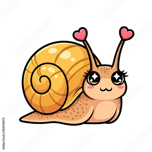 set 2 shelled animal popular kawaii illustration golden snail