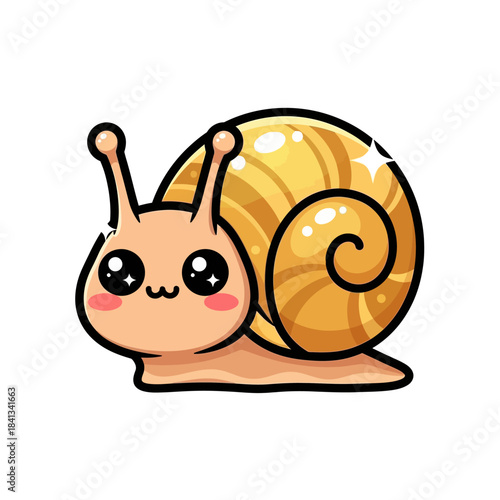 set 2 shelled animal popular kawaii illustration golden snail