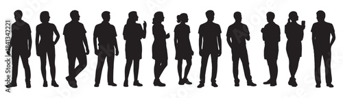 collection of standing people silhouettes diverse group