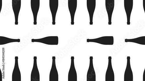 Champagne Bottle Pattern Background - Minimalist Celebration Design