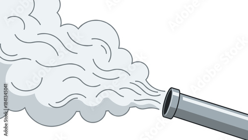 Smoke coming out of a pipe on isolated