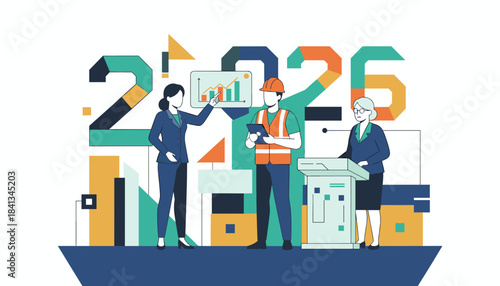 2026 business strategy Executives and worker discuss growth forecasting and industry planning