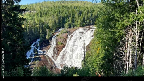 The Grongstadfossen, Grongstad waterfall in Norway on a summer Day 