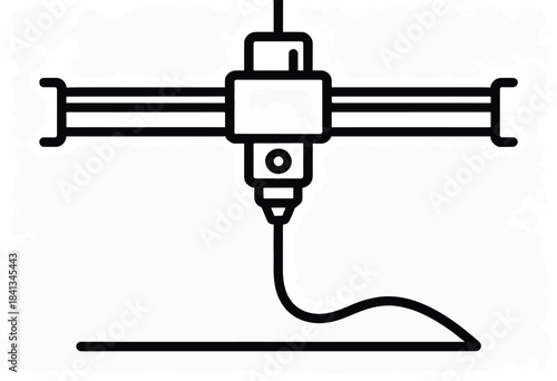 Detailed icon of a 3D printer nozzle extruding filament onto a build plate