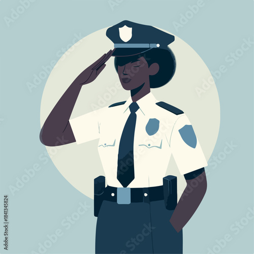 vector of Minimal police saluting