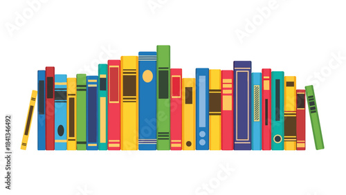 Colorful bookshelf with multicolored books for organization and education concepts