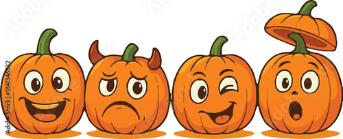 Cartoon Pumpkin Expressions