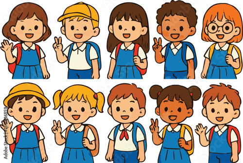 Diverse School Children Illustration