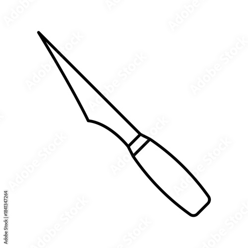 Outline Wood Carving Knife Line Art Icon
